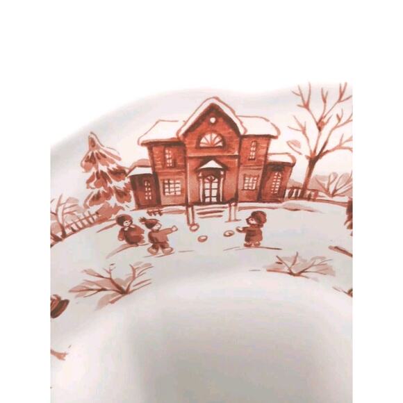 Sur la Table Christmas Snowy Lane 11" Dinner Plate Replacement White Red Italy - Picture 3 of 5